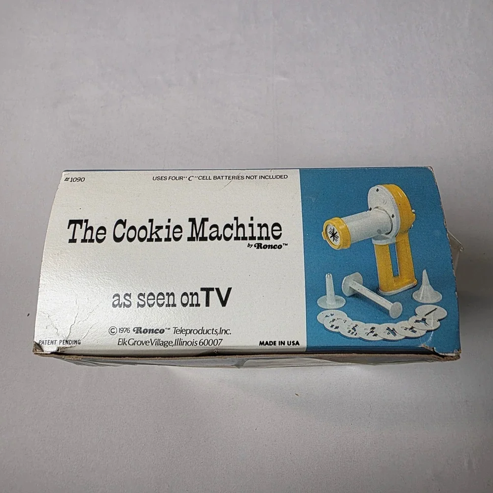 Ronco Cookie Machine Vintage 1976 Cordless Electric Press Yellow Model‎ 1090